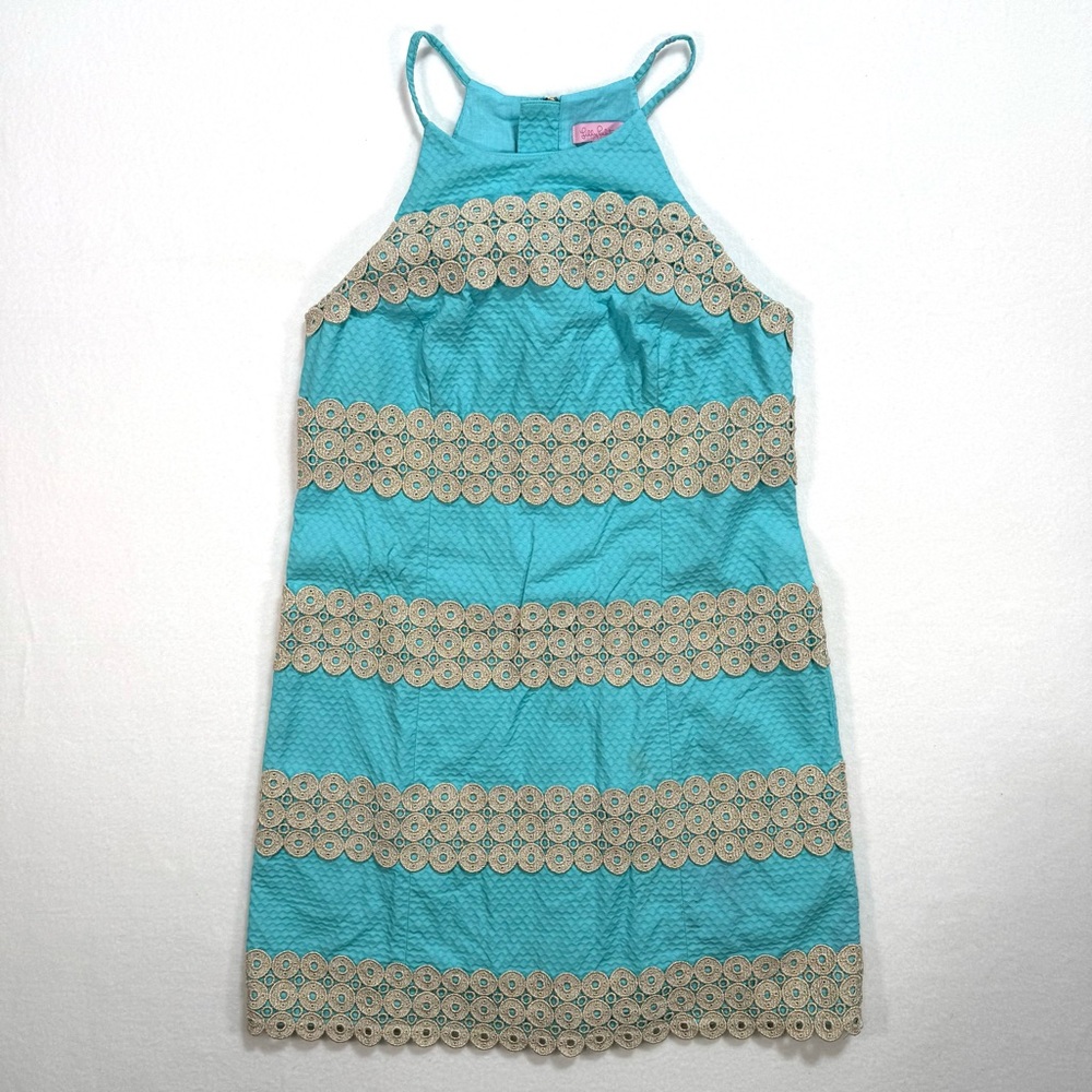 Lilly Pulitzer Women's Annabelle Shift Dress Shorely Blue Size 4 Cotton Stripe - Picture 2 of 13